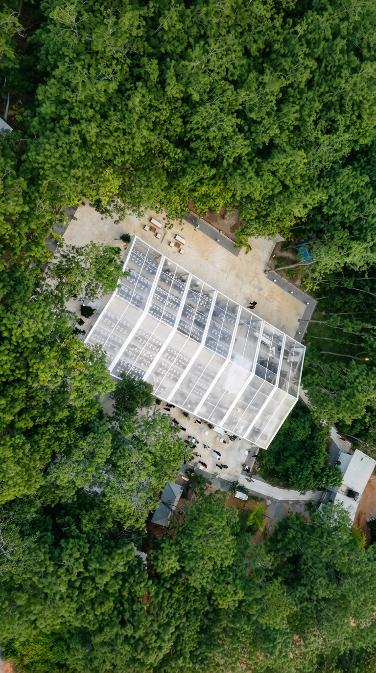 Aerial view of the ten-acre property and ceremony lawn